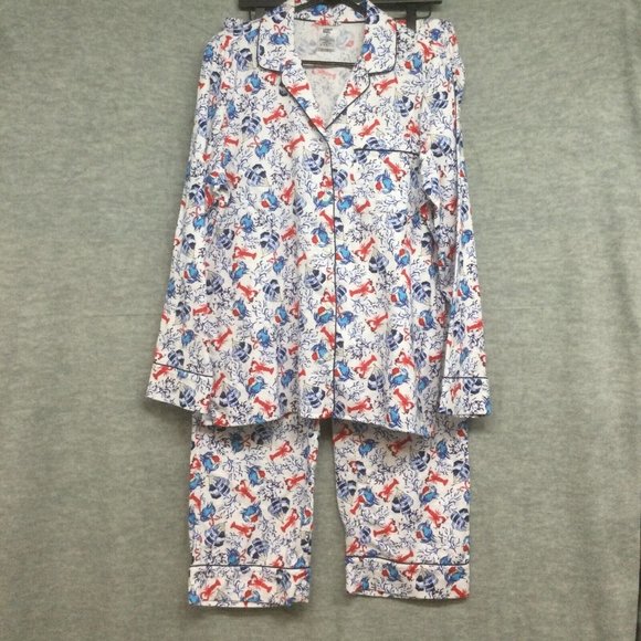 Lands' End Women's Pajama Set - Red, Blue, White - Picture 1 of 12